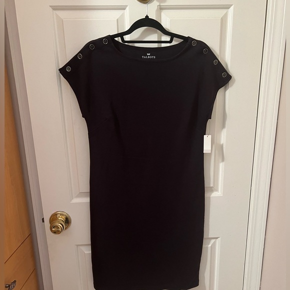 Talbots Black Shift Cotton Dress NWT Size Small - Picture 2 of 10